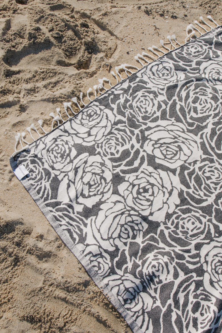 Rose Sand Resistant Organic Turkish Towel, Alternate, color, Black