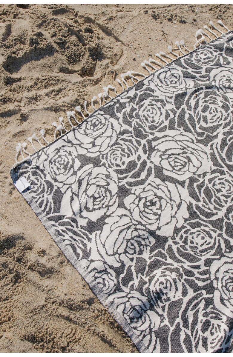 InfuseZen Rose Sand Resistant Organic Turkish Towel, Alternate, color, Black