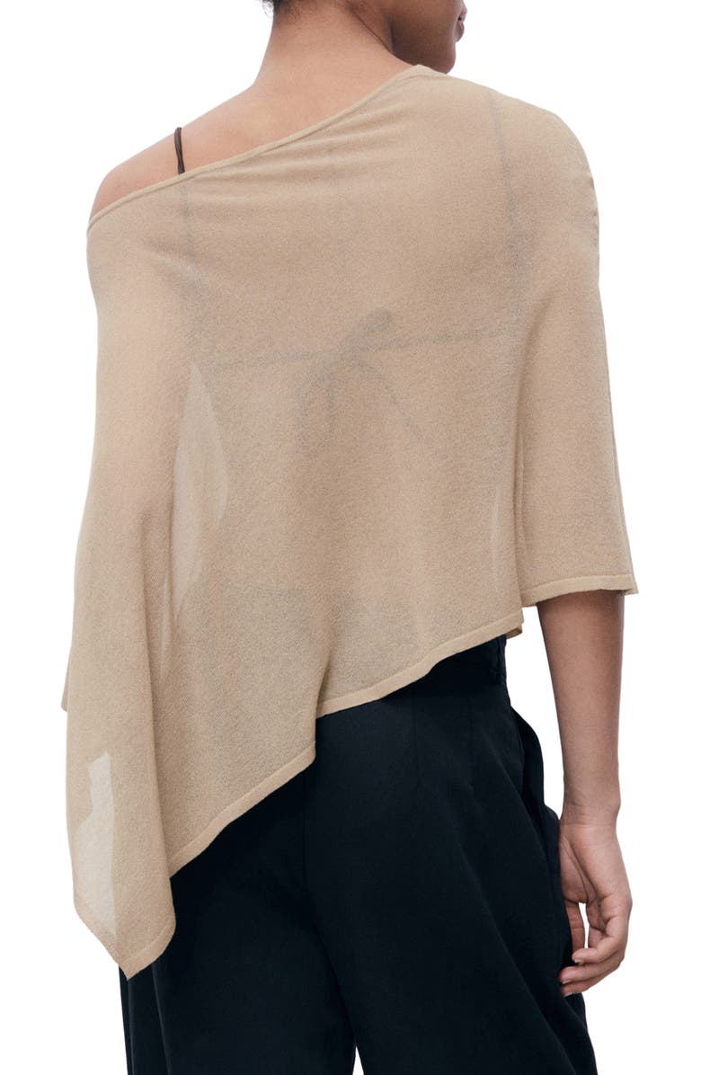 MANGO Asymmetric Knit Cape, Alternate, color, Medium Brown