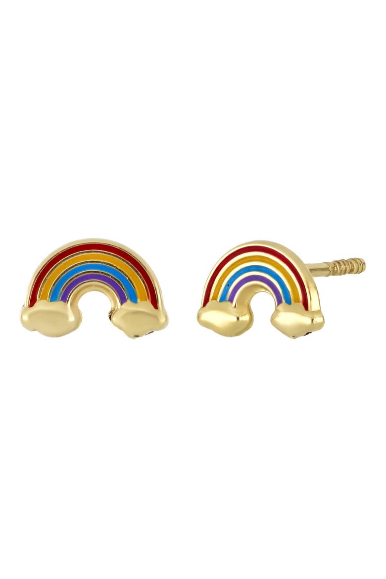 Kids' 14K Gold Rainbow Stud Earrings (Nordstrom Exclusive), Main, color, 14K YELLOW GOLD