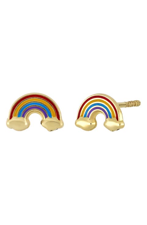 Kids' 14K Gold Rainbow Stud Earrings (Nordstrom Exclusive)