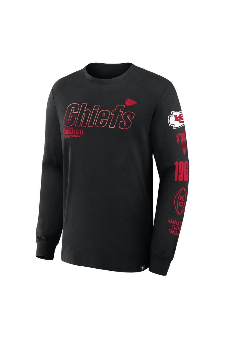 Men's Fanatics Black Kansas City Chiefs Checkdown Pass Long Sleeve T-Shirt, Alternate, color, Black