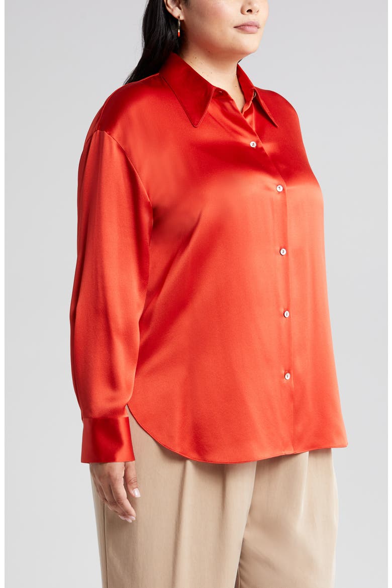 Shaped Collar Silk Blouse, Alternate, color, VERMILLION