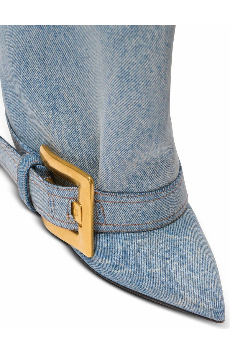 Balmain Anthem Denim Boots, Alternate, color, Blue