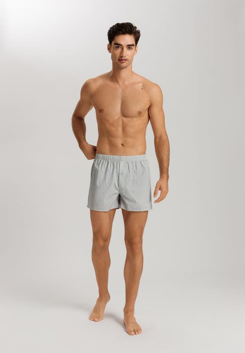 Hanro Fancy Woven Cotton Boxer In Light Stripe