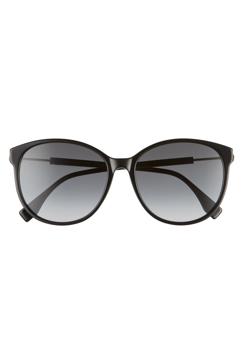 58mm Gradient Cat Eye Sunglasses, Alternate, color, BLACK/ DARK GREY