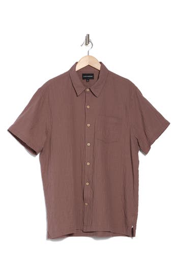 Lucky Brand Short Sleeve Crinkled Button-up Shirt In Iron