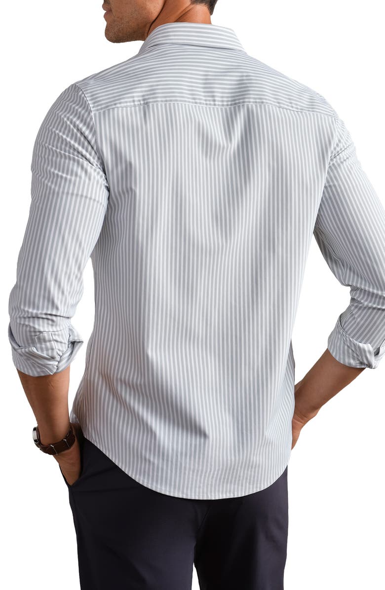 Rhone Commuter Slim Fit Striped Performance Shirt, Alternate, color, Sleet Gray Madison Stripe