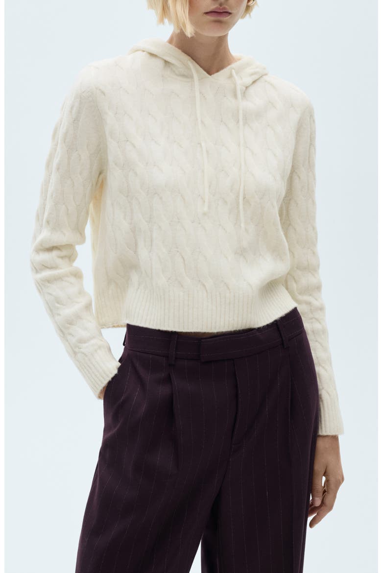 Cable Knit Hooded Sweater, Main, color, ECRU