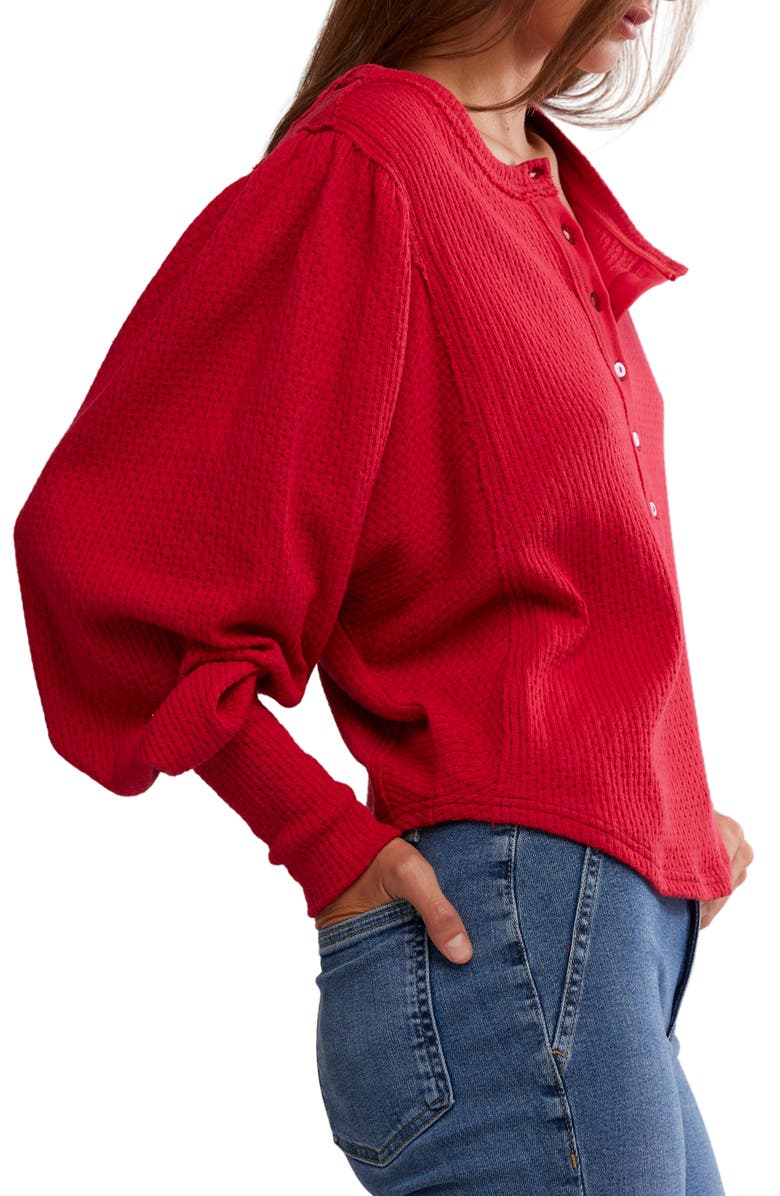 Free People Quinn Rib Henley Top, Alternate, color, Salsa