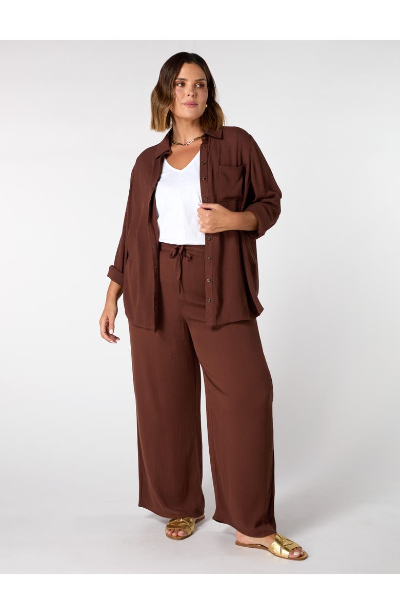 Live Unlimited Crinkle Drawstring Pants, Main, color, Chocolate