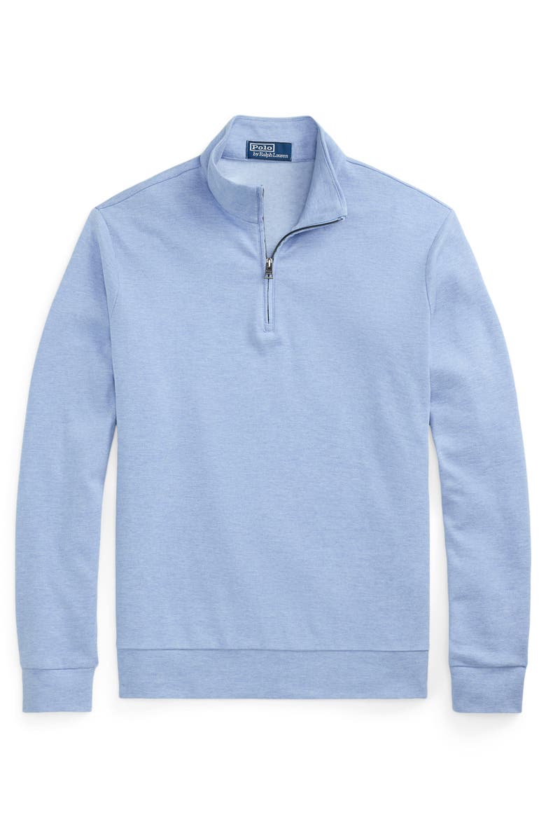Polo Ralph Lauren Textured Double Knit Quarter Zip Pullover, Alternate, color, Isle Heather/ Nevis
