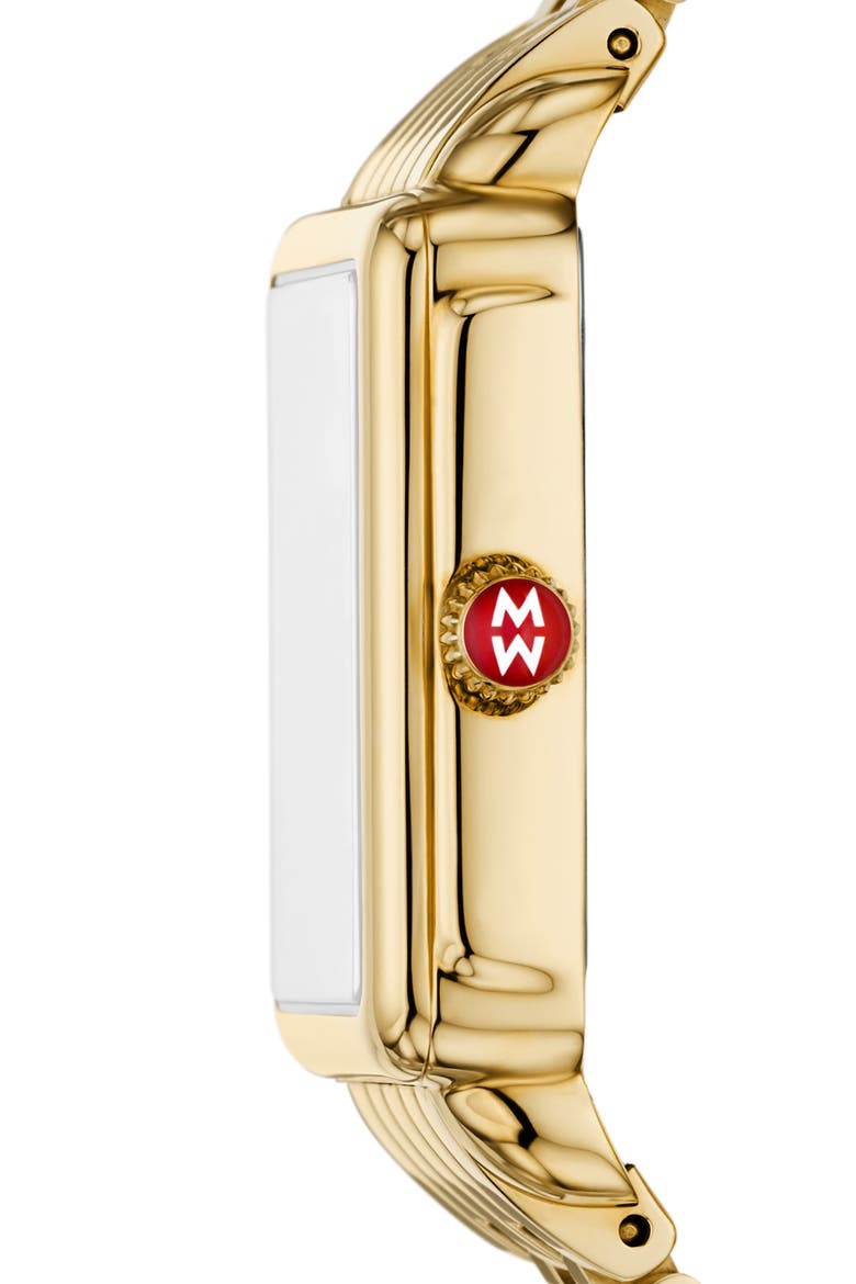 Deco Park Mother-of-Pearl Bracelet Watch, 23mm x 29mm, Alternate, color, GOLD/ DARK CHERRY