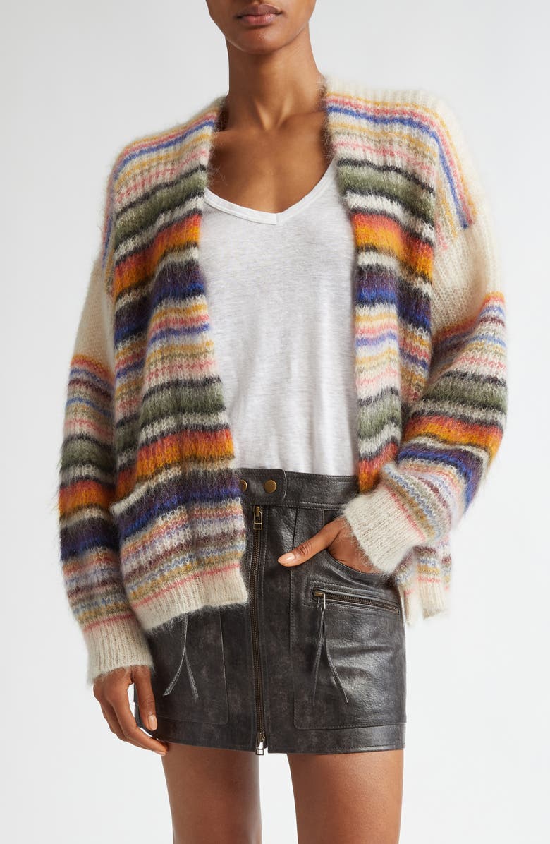 Isabel Marant Étoile Dana Stripe Mohair Blend Cardigan, Main, color,