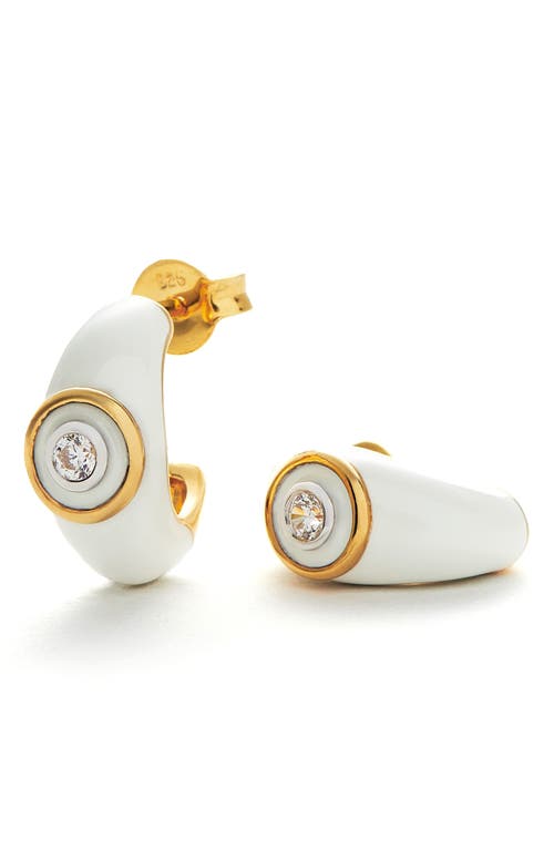 Missoma Cubic Zirconia Enamel Huggie Earrings in Gold  product