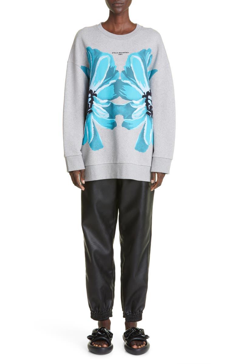 Stella McCartney Giant Floral Print Cotton Sweatshirt, Alternate, color,