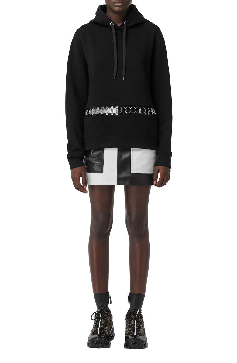 Burberry Poulter Ring Detail Cotton Hoodie, Main, color, 