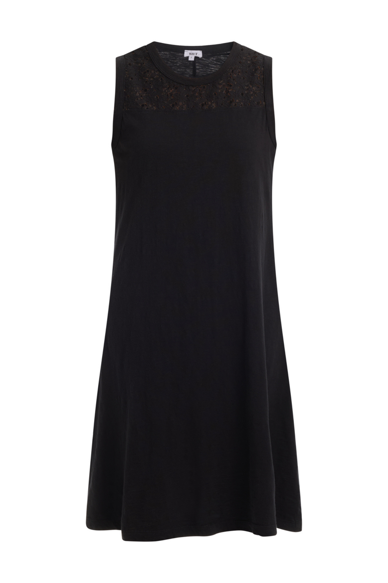 Sleeveless Lace Yoke Dress, Alternate, color, Black