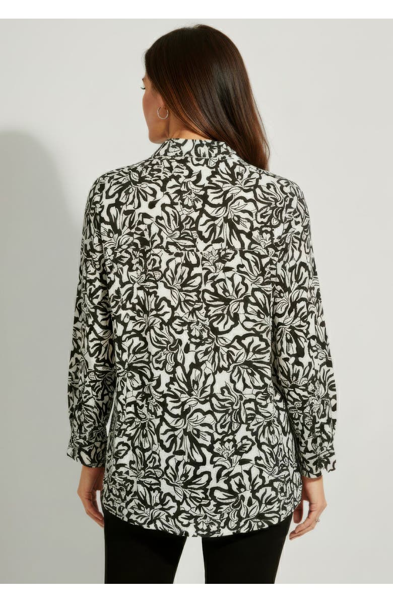 Jessica London Georgette Button Front Tunic, Alternate, color, Ivory Stencil Floral