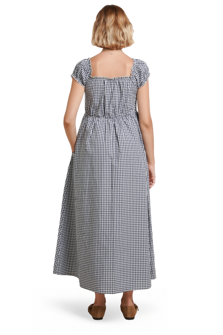 Lily Maternity Dress, Alternate, color, White & Navy Gingham