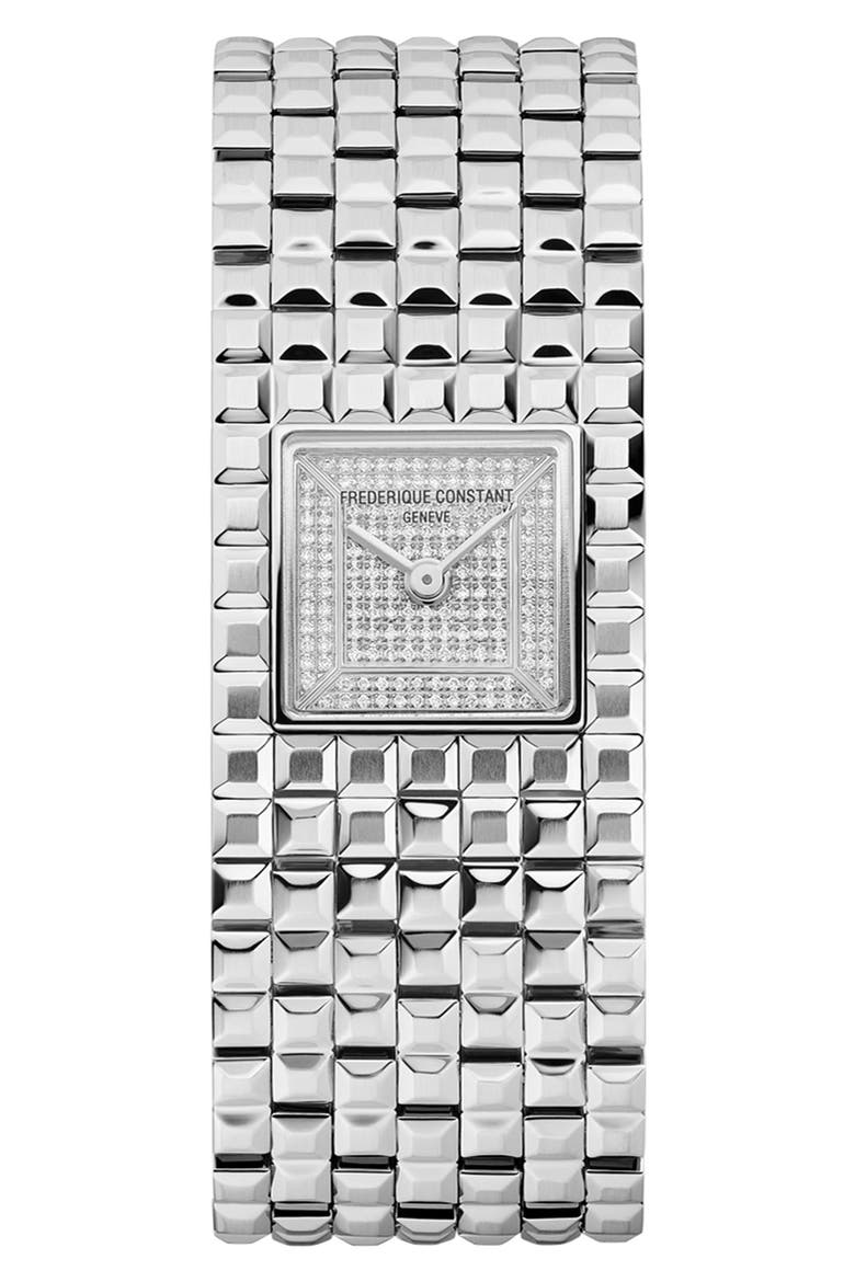 Classics Manchette Diamond Bracelet Watch, 20mm x 25.7mm, Main, color, SILVER-TONE