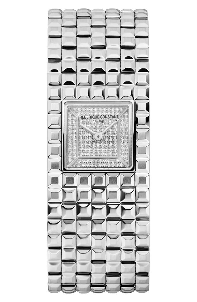 FREDERIQUE CONSTANT Classics Manchette Diamond Bracelet Watch, 20mm x 25.7mm, Main, color, Silver-Tone