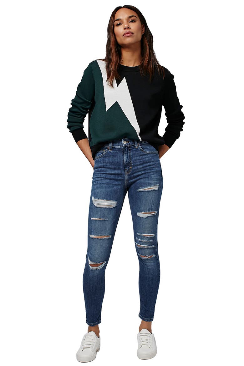 Jamie Ripped High Rise Skinny Jeans, Alternate, color, BLUE
