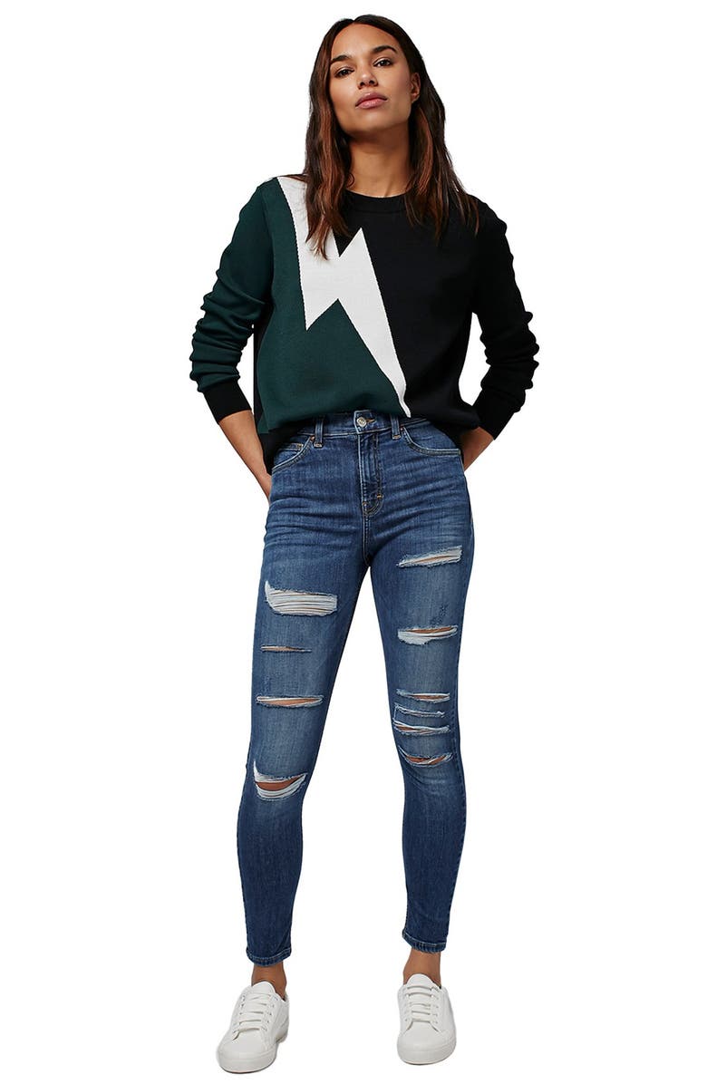 Topshop Jamie Ripped High Rise Skinny Jeans, Alternate, color, 