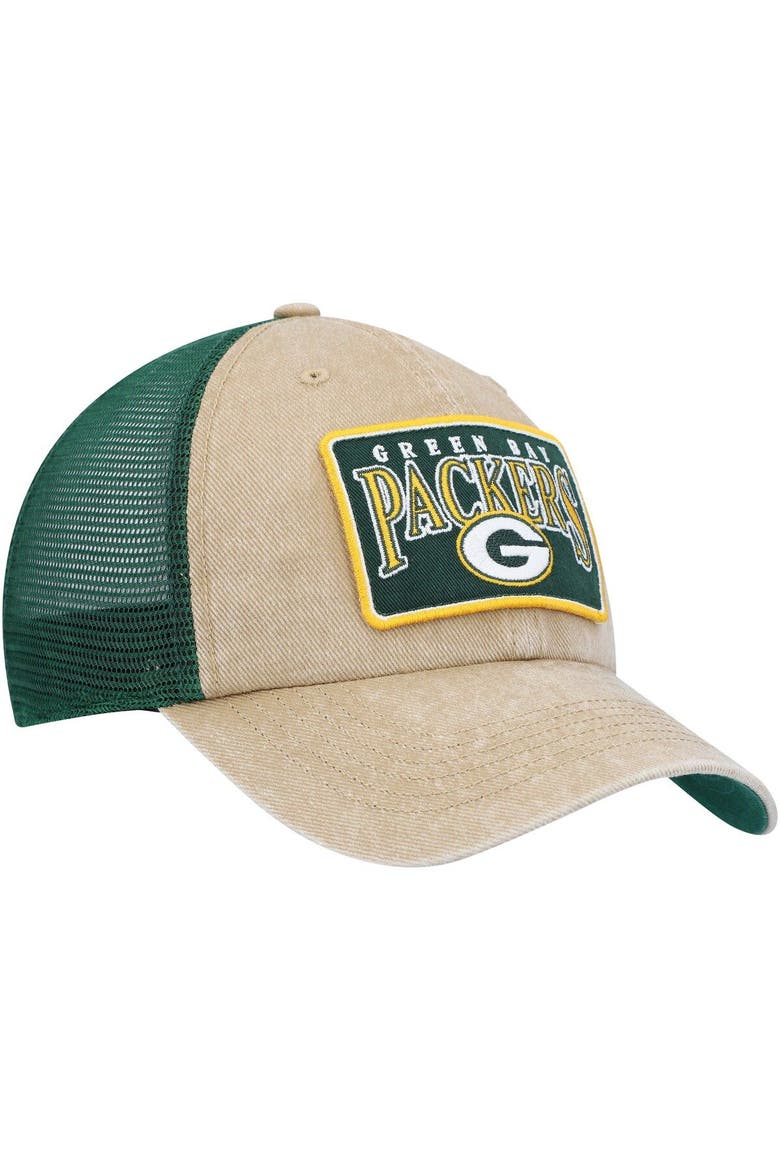 Men's '47 Khaki Green Bay Packers Dial Trucker Clean Up Adjustable Hat, Alternate, color, Khaki