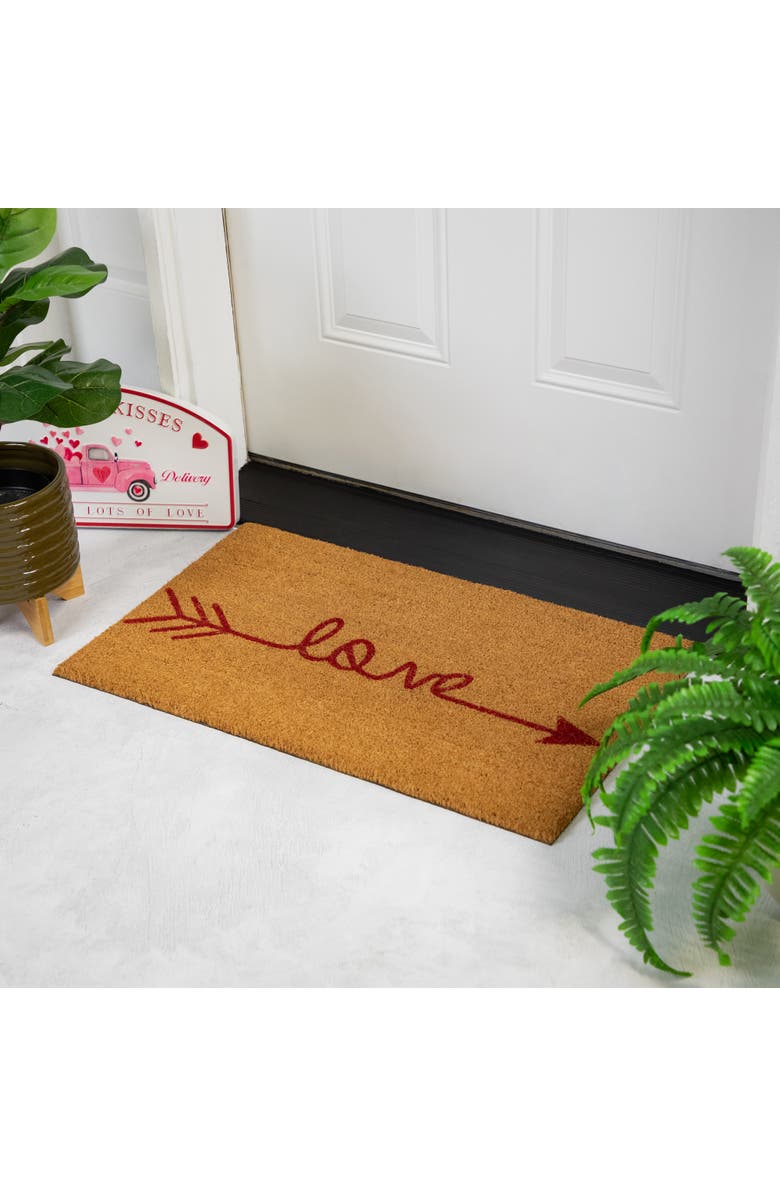 Northlight Natural Coir "Love" Arrow Outdoor Doormat 18" x 30", Alternate, color, Brown