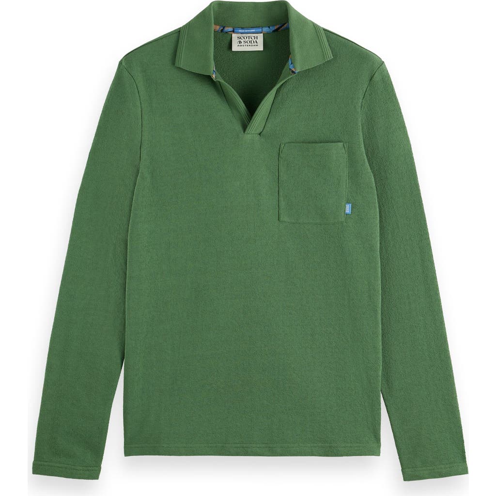 Scotch & Soda Men's Relaxed-fit Long-sleeve Pocket Polo Shirt In Sage Green