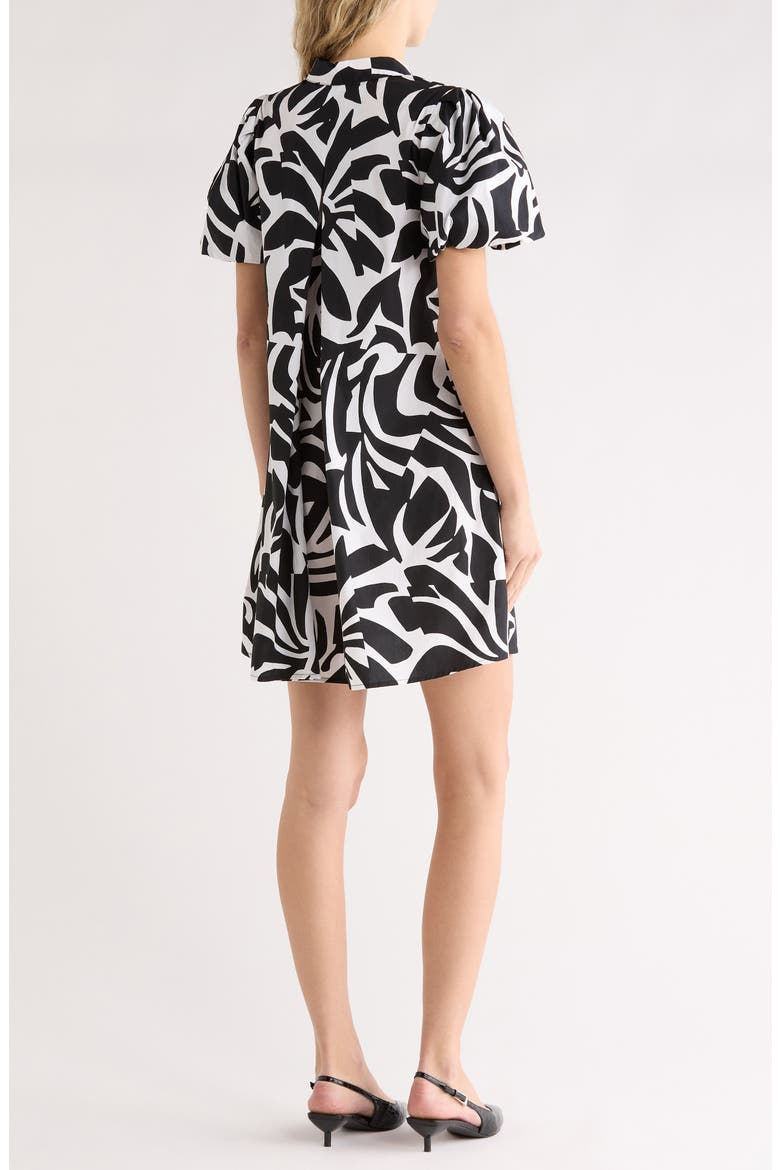 Puff Sleeve Cotton Shirtdress, Alternate, color, RICH BLACK