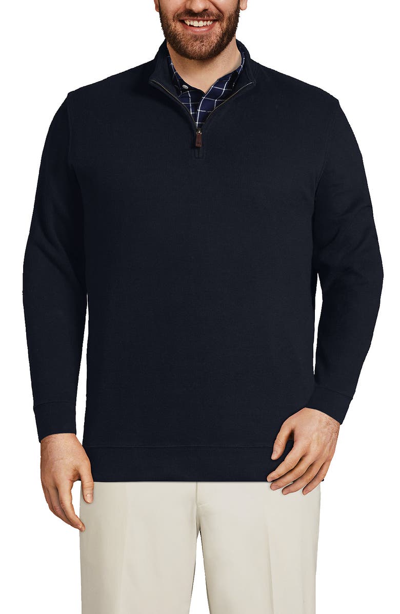 Lands
End Bedford Rib Quarter Zip Sweater, Main, color, Radiant Navy