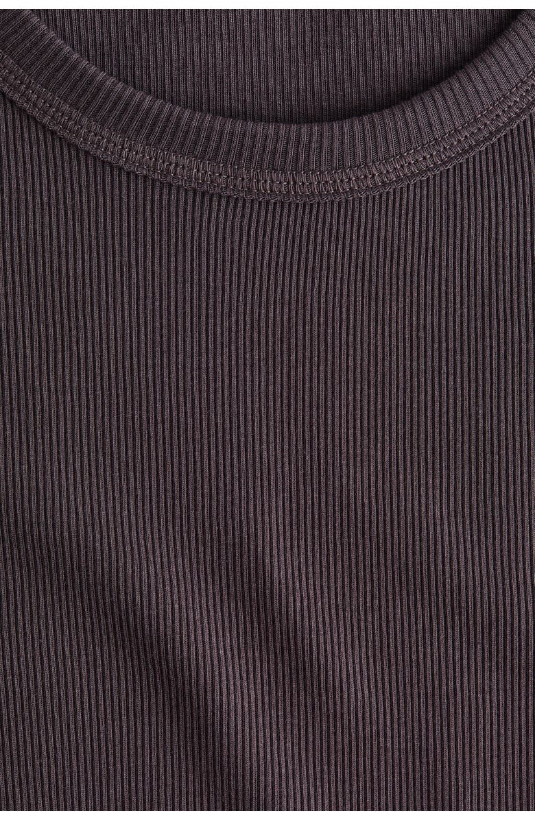 H&M Ribbed Silk-blend Top, Alternate, color, Truffle Gray
