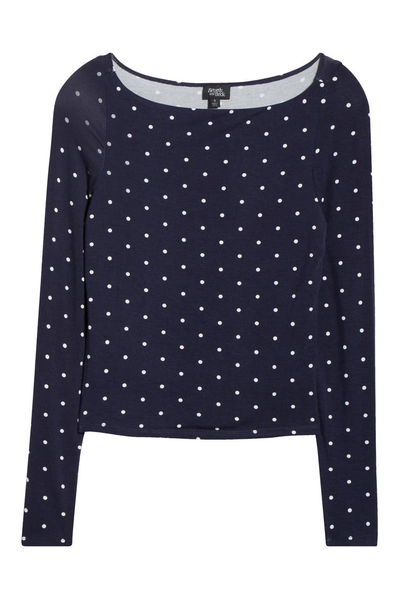 Shaina Polka Dot Long Sleeve Top, Alternate, color, WHITE/ NAVY