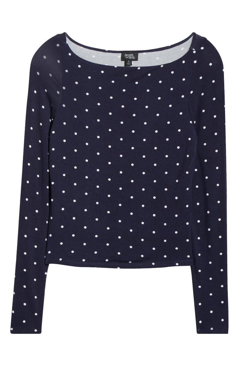 PacSun Shaina Polka Dot Long Sleeve Top, Main, color, White/ Navy