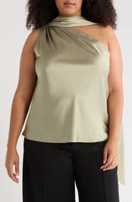Renee C Scarf Detail One Shoulder Top