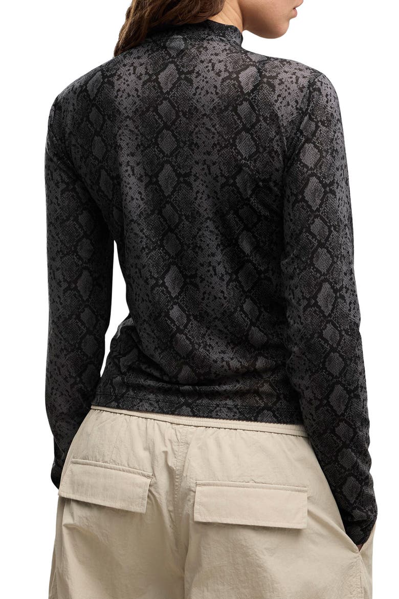 AOP Snake Print Long Sleeve Mesh T-Shirt, Alternate, color, PUMA BLACK