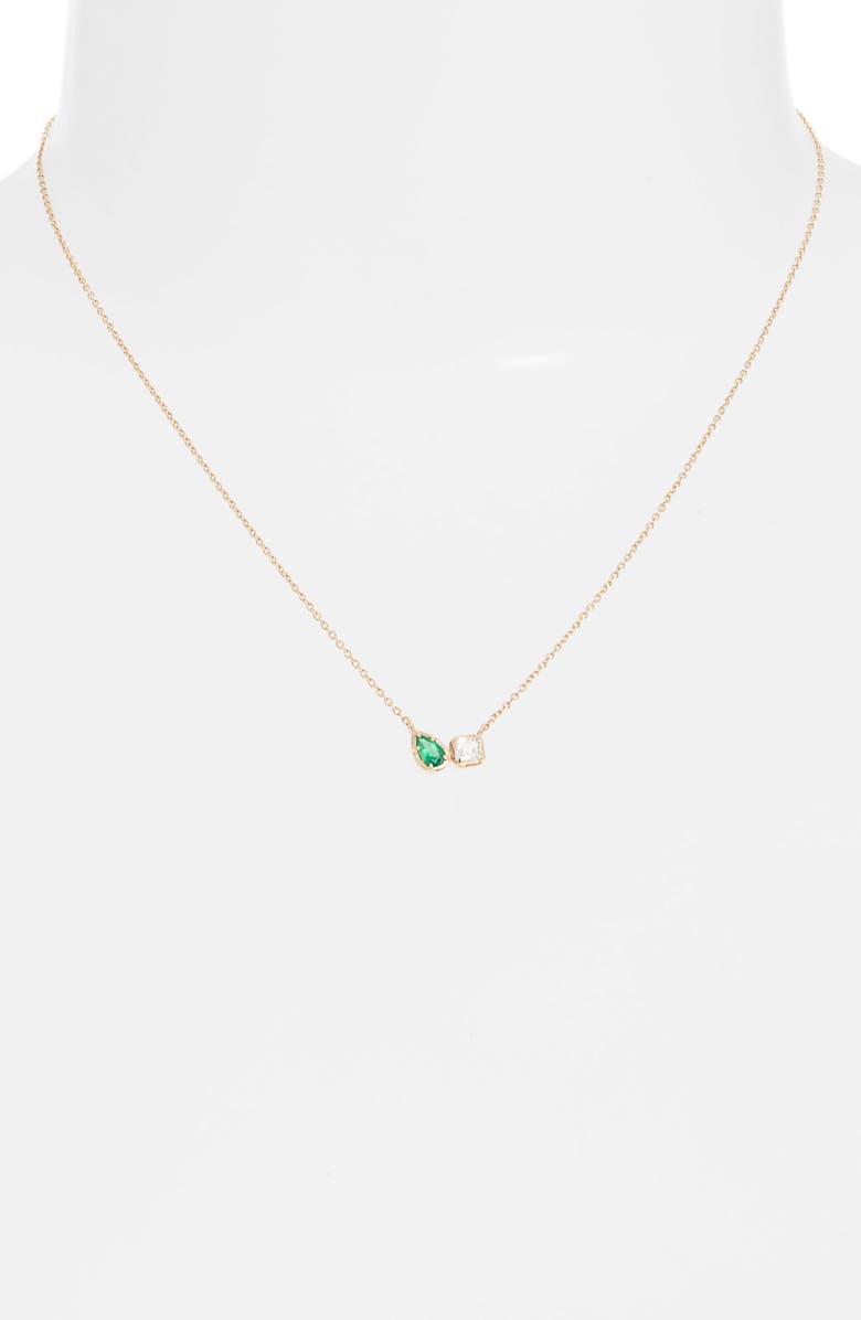 Anzie Mélia Toi Et Moi Necklace, Alternate, color, Green