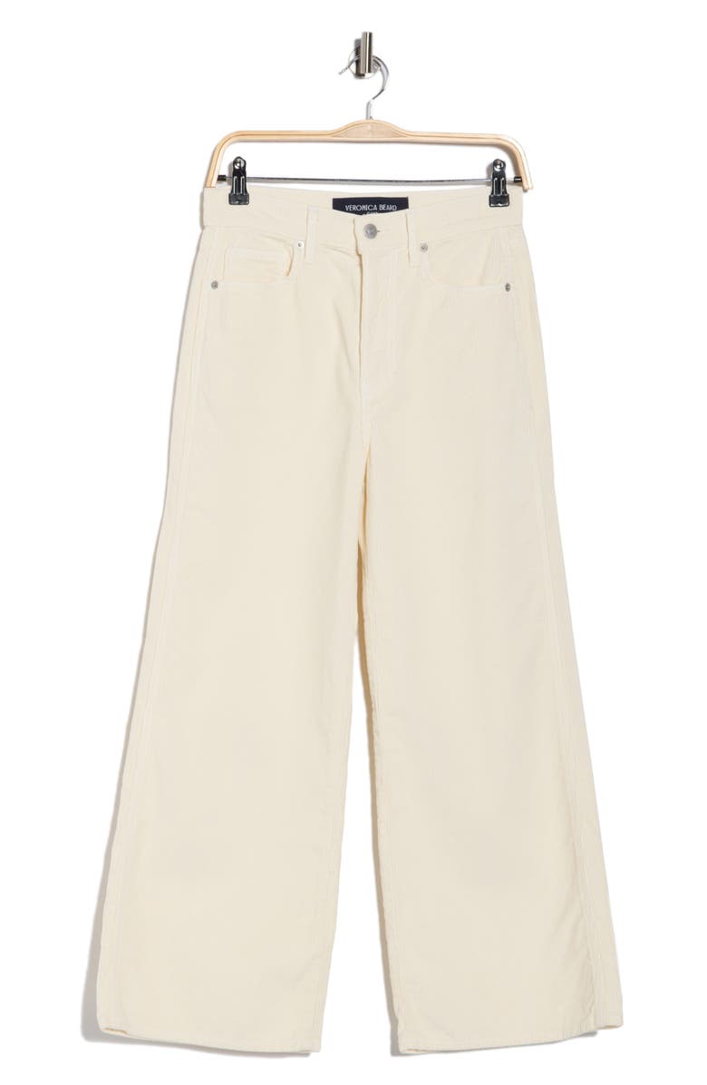Veronica Beard Taylor High Waist Crop Wide Leg Corduroy Pants, Alternate, color, Ecru