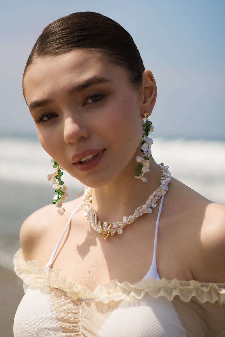 Nina Multi-Strand Baroque Pearl Choker Necklace, Alternate, color, Gold