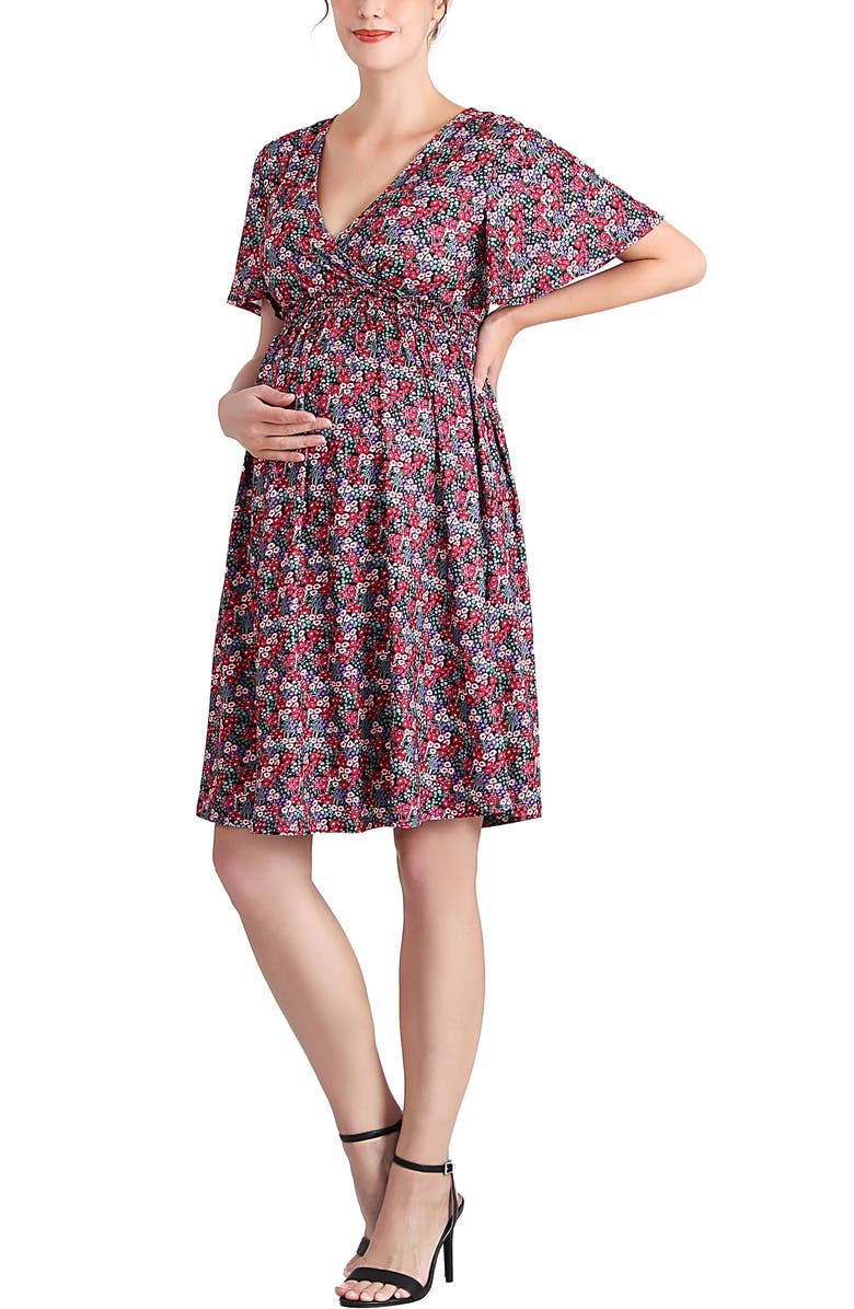 Kimi & Kai Evin V-Neck Maternity/Nursing Dress, Alternate, color, Multicolored