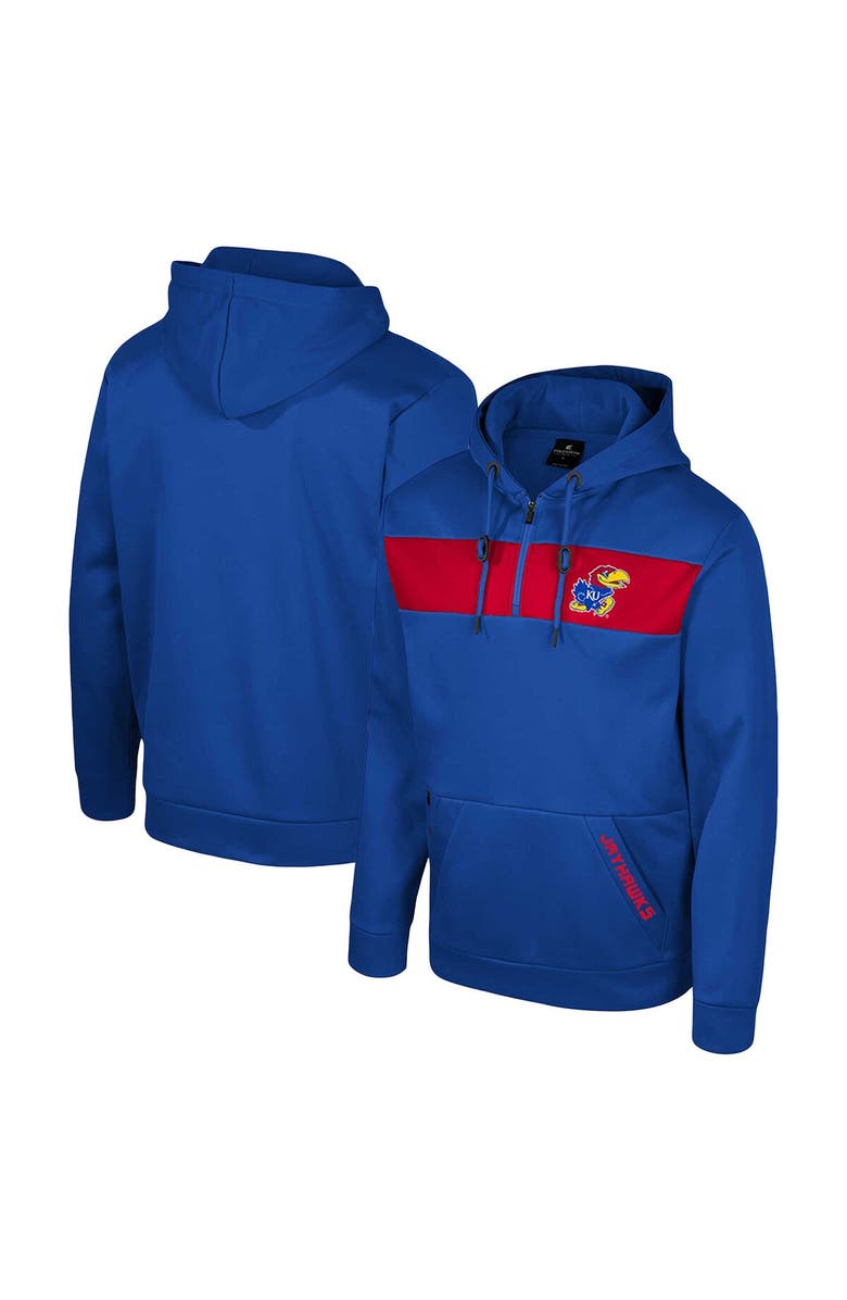 COLOSSEUM Men's Colosseum Royal Kansas Jayhawks Quarter-Zip Hoodie, Main, color, Royal