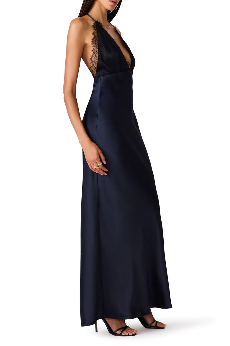 Phia Lace & Satin Dress, Alternate, color, MIDNIGHT