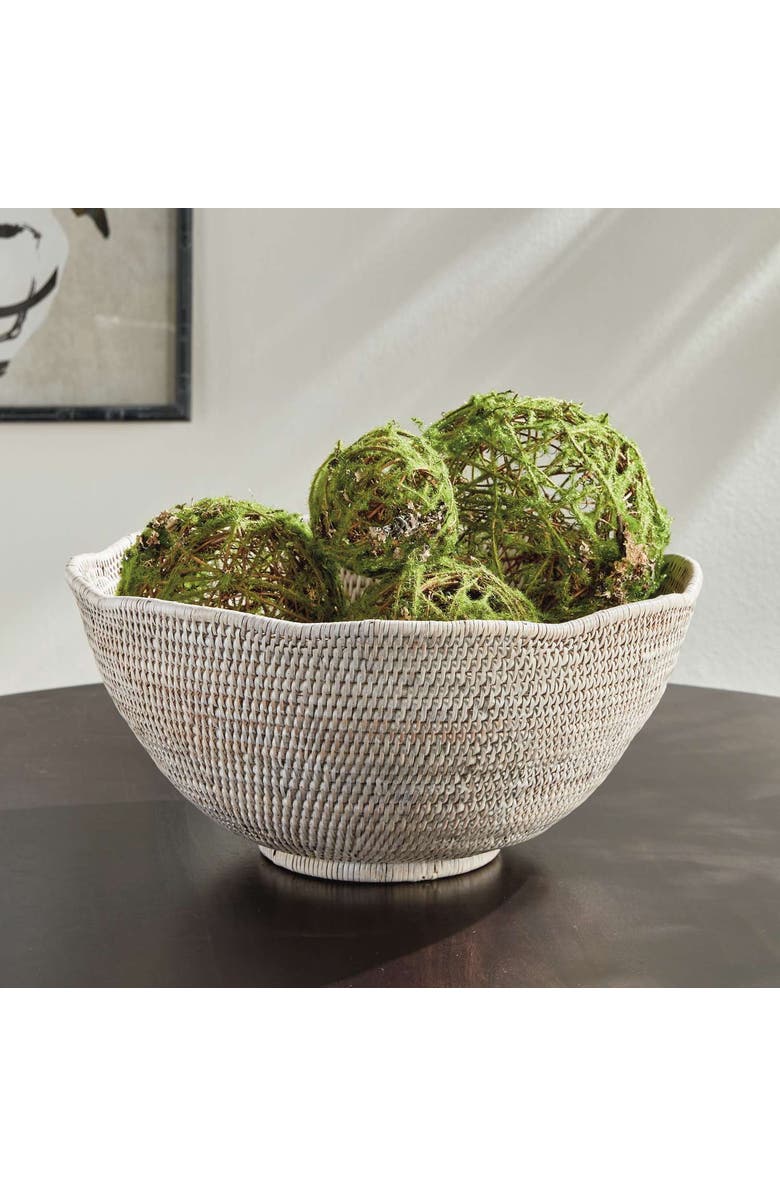 Napa Home & Garden Burma Rattan Scalloped Edge Bowl Large, Alternate, color, White
