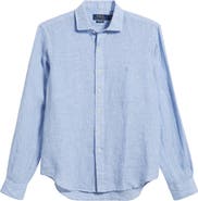 Polo Ralph Lauren Classic Fit Houndstooth Linen Button-Up Shirt