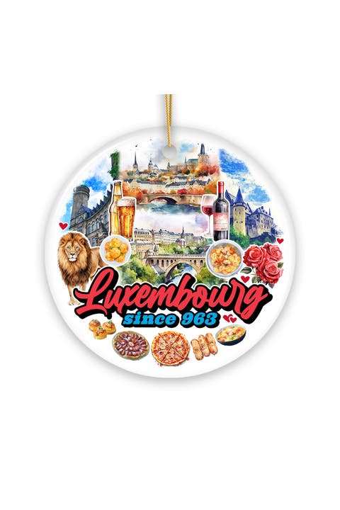 Luxembourg Since 963 Landmarks Round Ceramic Ornament