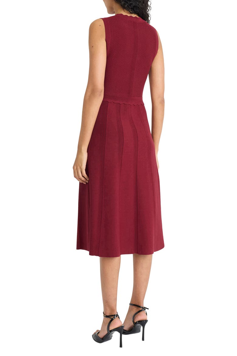 Sleeveless Fit & Flare Knit Dress, Alternate, color, CABERNET