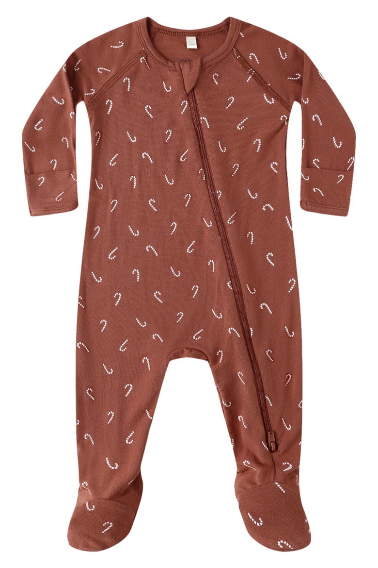 Zip Footie Pajamas, Main, color, CANDY CANES-NB