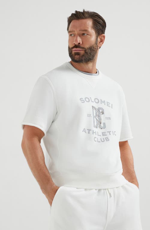 Brunello Cucinelli Smooth Cotton French Terry Sweatshirt In White